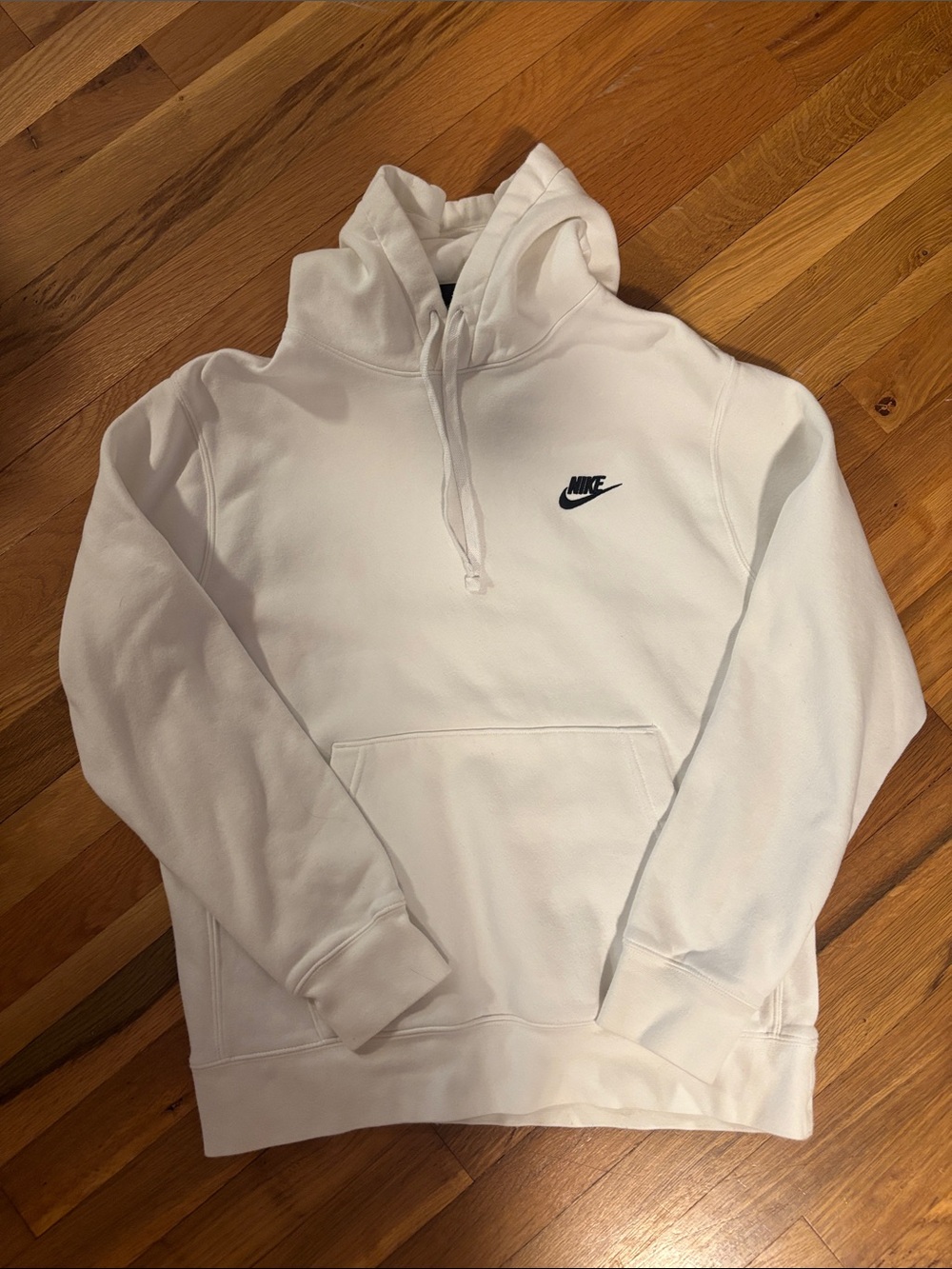Nike White Crewneck Hoodie with Black Swoosh